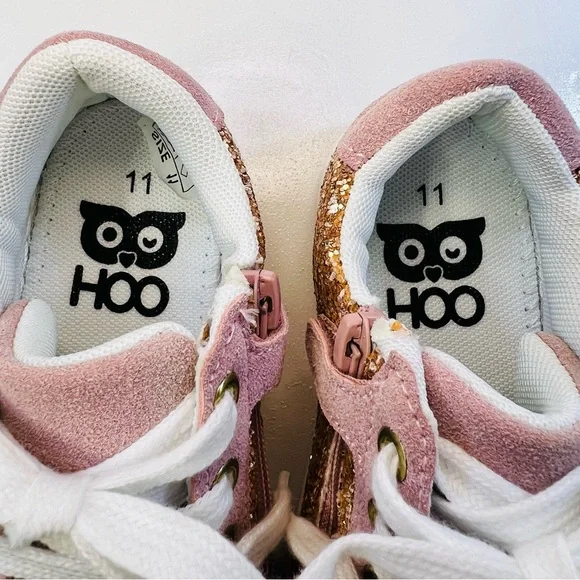 ♥️HP HOO Mia Star Glitter Sneakers Sz 11 Rose Gold Pink Easy Zip & Velcro NWOT - Picture 9 of 9